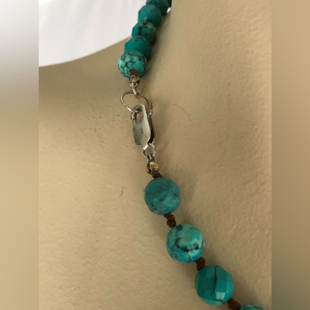 Graduated Knotted Turquoise Statement Necklace - image 5